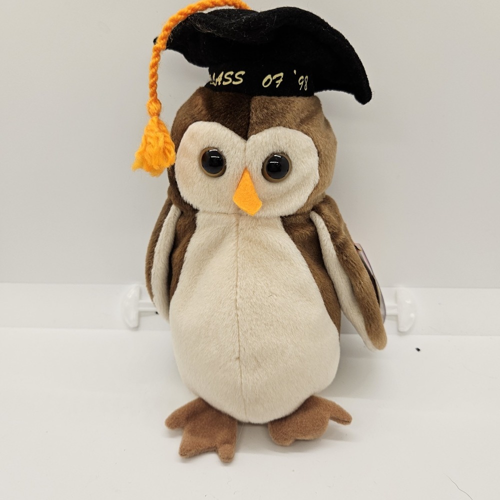 TY Beanie Baby Wise Graduation Owl Class of 1998 Plush‎ NWT